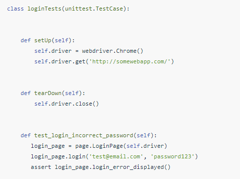 Example of a unit test written with POM